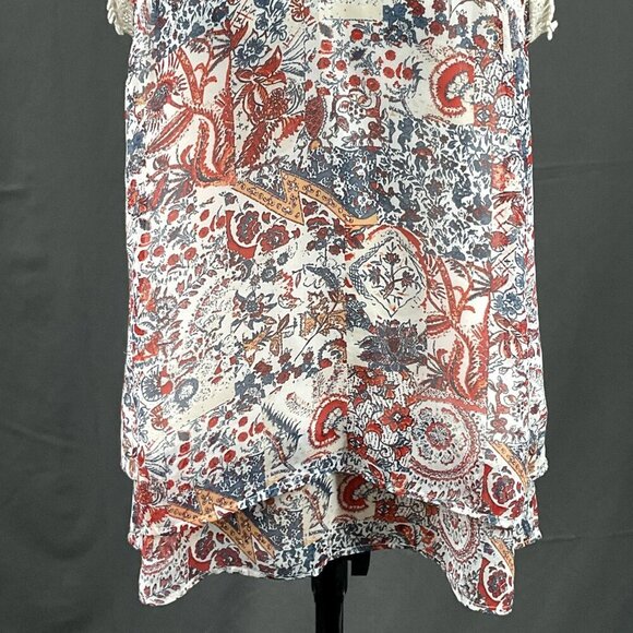 Maeve Top Womens S Floral Cochet Dainty Lace Semi Sheer Mesh V-Neck Blouse - Picture 6 of 10